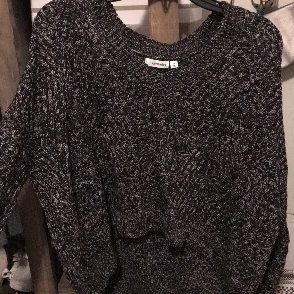 black and white hi low sweater